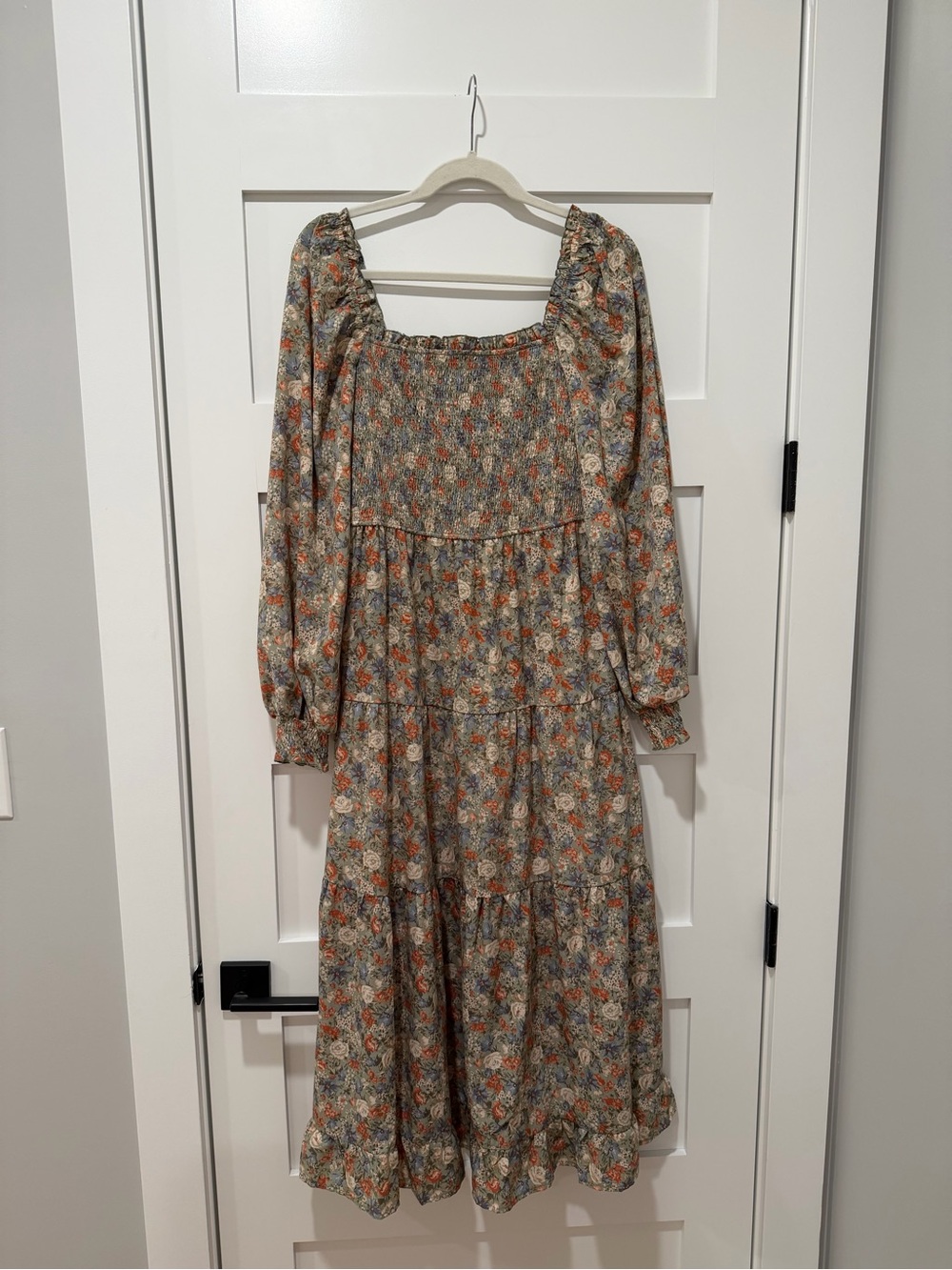 Blu Pepper Floral Tiered Maxi Dress in Cream and Orange